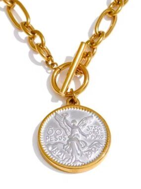 Guardian Grace Necklace, Coin Necklace, Statement, Chunky